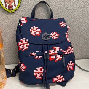 Tory Burch nylon printed flap backpack